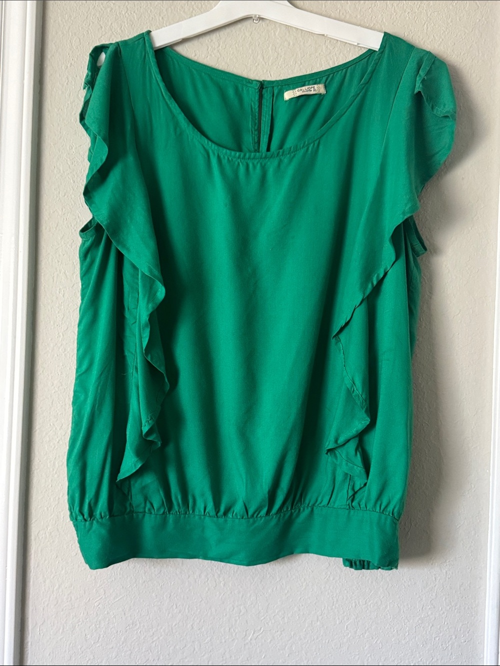 Green Ruffle Sleeve Women's Top XL